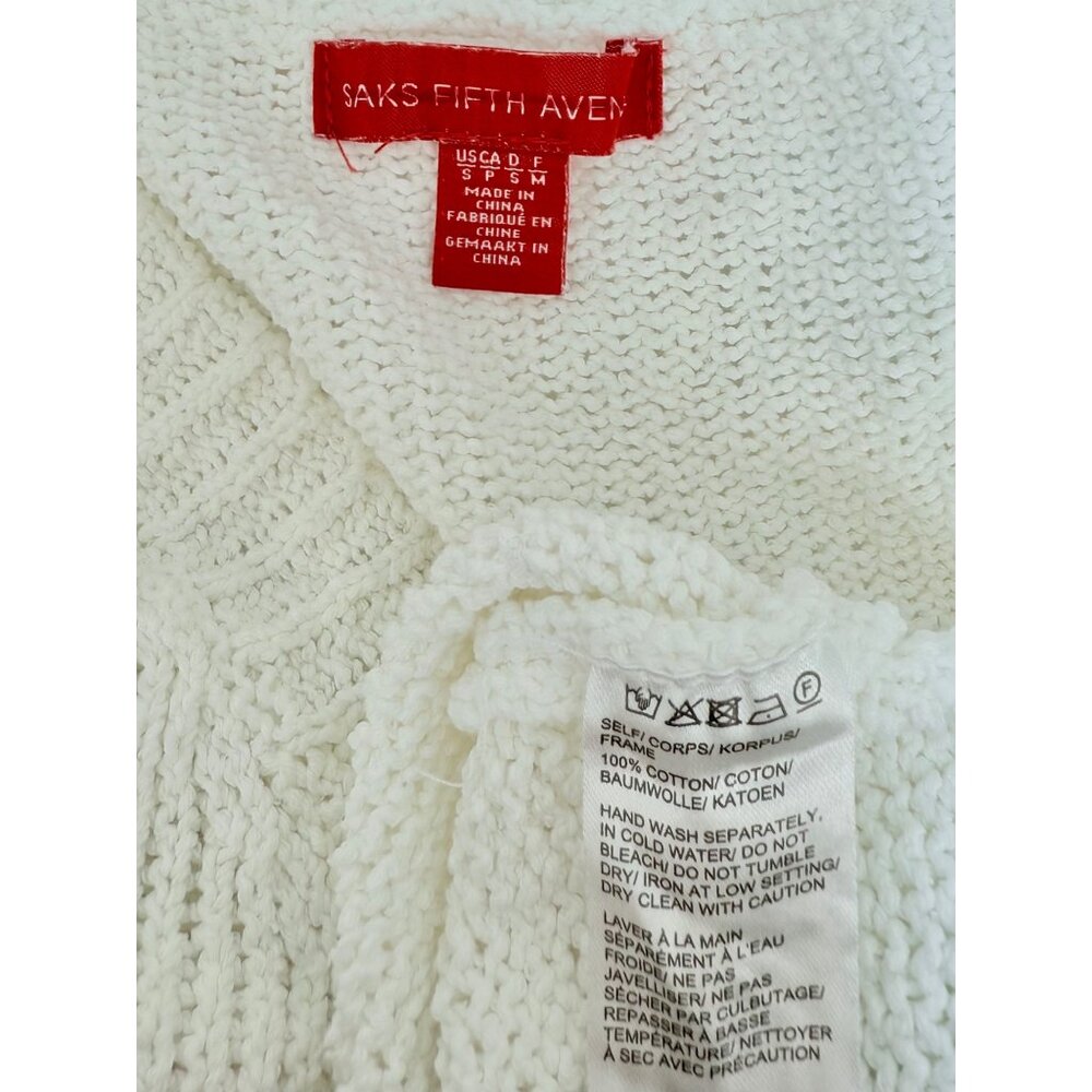 Vtg 90s Saks Fifth Avenue White Distressed V-Neck Sweater | Grunge Indie Sleaze - Picture 15 of 16